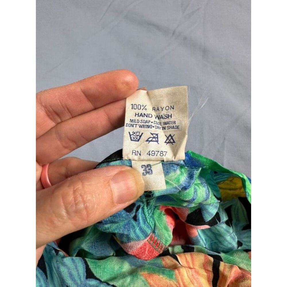 Vintage Gottex Women's Floral Skirt Swimsuit Cover-Up Rayon Green Red Size L - Picture 3 of 3